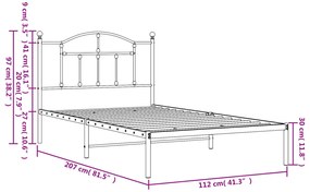 Giroletto con Testiera in Metallo Nero 107x203 cm