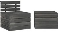 Set Divani da Giardino su Pallet 2pz Pino Massello Grigio Scuro cod mxl 41531