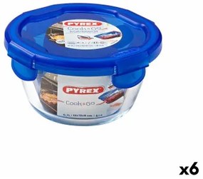 Porta pranzo Ermetico Pyrex Cook &amp; go 15,5 x 15,5 x 8,5 cm Azzurro 700 ml Vetro (6 Unità)