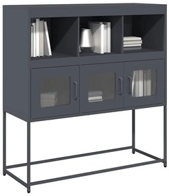 Credenza Antracite 100,5x39x107 Cm İn Acciaio Laminato A Freddo /