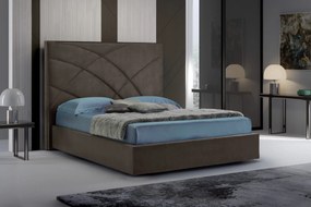 Letto matrimoniale 208.5*153*222 con contenitore in tessuto effetto velluto Grigio antracite - Lux