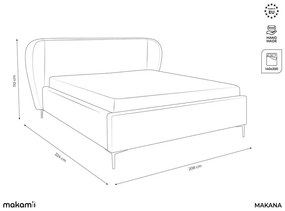 Letto matrimoniale imbottito beige con rete inclusa 140x200 cm Makana – Makamii