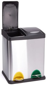 Cestino per la spazzatura 2x8 l color argento opaco in acciaio per raccolta differenziata/con pedale Tri Selectif – MSV