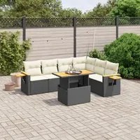 Set Divani da Giardino con Cuscini 7pz Nero Polyrattan 3273534