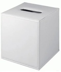 Colombo Design Black&White B9204 Porta Fazzoletti 14x15 Cm Da Appoggio In Ecopelle Bianco