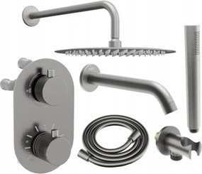 Mexen Kai DR70 set da incasso per vasca-doccia con soffione 30 cm, grafite - 77602DR70301-66