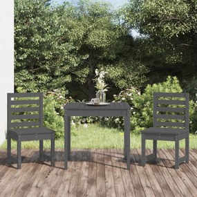 Set Da Bistrot Da Giardino 3pz Grigio İn Legno Massello Di Pino /