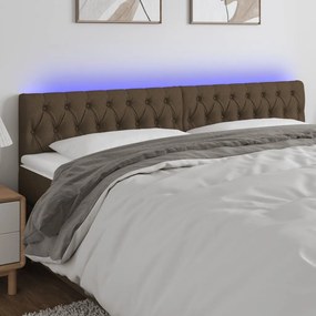 Testiera A Led Marrone Scuro 180x7x78/88 Cm İn Tessuto /