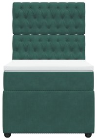 Giroletto a molle con materasso verde scuro 100x200 cm velluto