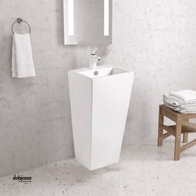 Lavabo Freestanding "Marais" Da 44x38 Cm Con Scarico a Parete Finitura Bianco Lucido