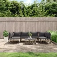 Set Divani da Giardino 7 pz con Cuscini Antracite in Polyrattancod mxl 124490