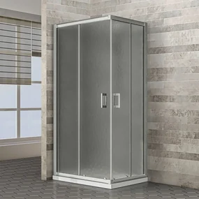 Box doccia angolare 80x80 cm Geo doppio scorrevole in cristallo opaco