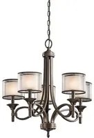 Lampadario Contemporaneo Lacey Acciaio Bronzo Antico Tessuto 5 Luci E14