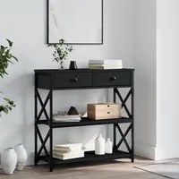 Tavolino Consolle Nero 75x28x75 cm in Legno Multistrato 834195