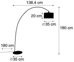 Lampada da terra ad arco moderna intelligente nera incl. A60 Wifi - Vinossa