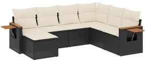 Set divani da giardino con cuscini 7pz nero polyrattan