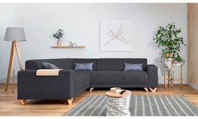 Divano angolare color antracite allungabile e con contenitore (con penisola a sinistra/a L) Classy Sophie – Miuform