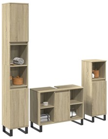 Set Mobili Da Bagno 3 Pz Rovere Sonoma İn Legno Multistrato /