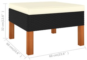 Set Divani da Giardino 6 pz con Cuscini in Polyrattan Nero