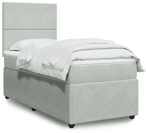 Giroletto A Molle Con Materasso Grigio Chiaro 90x200 Cm Velluto /