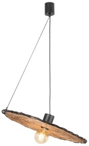 FARO 68590-70 - Lampadario su corda COSTAS 1xE27/15W/230V d. 100 cm nero/rattan