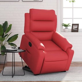 Poltrona Alzapersona Reclinabile Rosso İn Similpelle /