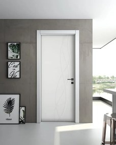 Porta interna rototraslante Wonder in legno laccato colore bianco, L 80 x H 210 cm, apertura a sinistra
