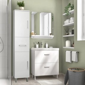 Colonna per mobile bagno Simona 1 cassetto 2 ante P 33.5 x L 31.5 x H 148 cm bianco pvc