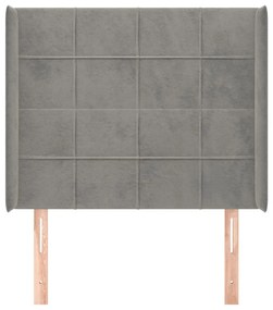 Testiera ad orecchio grigio chiaro 93x16x118/128 cm in velluto