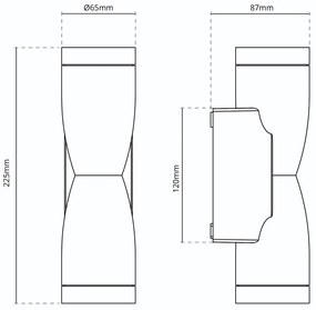 Applique Conica a Clessidra Bidirezionale IP65 GU10 - Grigia