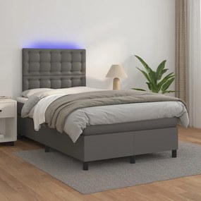 Giroletto Molle Con Materasso E Led Grigio 120x200cm Similpelle /