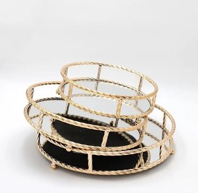 SET 3x Vassoio decorativo diametro 27/33/37 cm oro