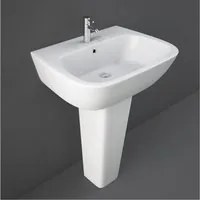 Lavabo bagno con colonna 60x46 cm Rak serie One in ceramica bianca lucida