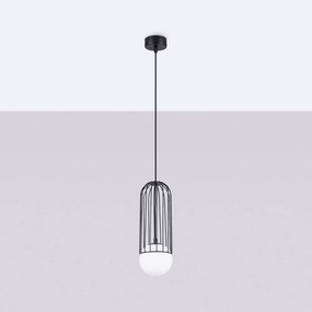 Lampadario bianco/nero con paralume in vetro Belinda – Sollux