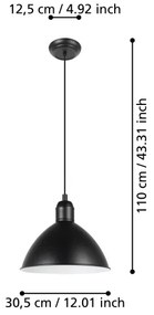 Eglo 43878 - Lampadario a sospensione con filo PRIDDY 1xE27/40W/230V