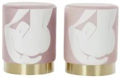 Poggiapiedi DKD Home Decor Scandi Dorato Bianco Rosa chiaro 30 x 30 x 38 cm (2 Unità)