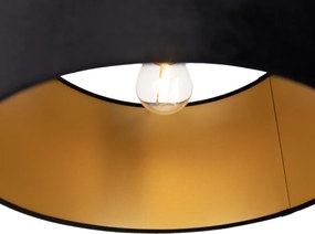 Lampada a sospensione nera con spina e paralume nero con interno dorato 35cm - Cavalux