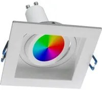 Faretto quadrato LED 6W RGB GU10 lampada orientabile incasso 90mm effetto luce colorata bar 230V BIANCO LUCE 3000K