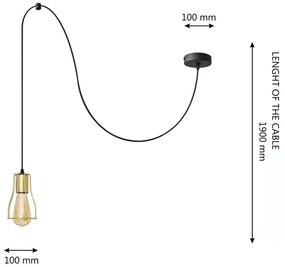 Lampadario a sospensione con filo TUBE 1xE27/15W/230V nero/oro