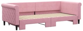 Divano letto con letto estraibile rosa 90x200 cm in velluto