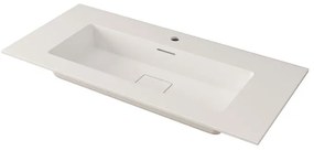 Lavabo integrale rettangolare vasca centrale DOMINO H 1 x P 46 cm in resina bianco opaco