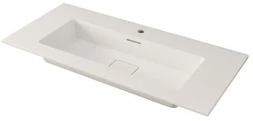 Lavabo integrale rettangolare vasca centrale DOMINO H 1 x P 46 cm in resina bianco opaco