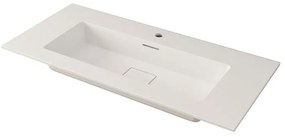 Lavabo integrale a incasso rettangolare vasca centrale Domino H 1 x P 46 cm in resina bianco