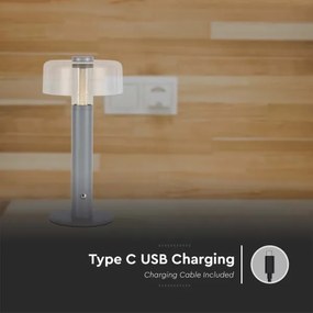 LED Lampada da tavolo ricaricabile dimmerabile LED/1W/5V 3000K 1800 mAh grigio