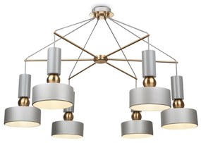 Lampadario A Sospensione Moderno Void Metallo Grigio Acrilico 6 Luci E14 40W