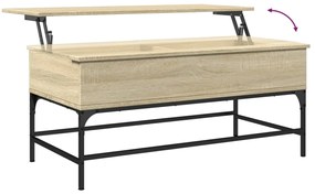 Tavolino Rovere Sonoma 100x50x45 cm Legno Multistrato e Metallo