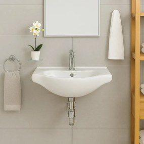 Lavabo d'appoggio rettangolare L 65 x H 20 x P 47 cm in ceramica bianco