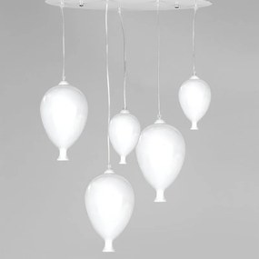 Lampadario 4858/SB bianco paralume bianco 5x G9