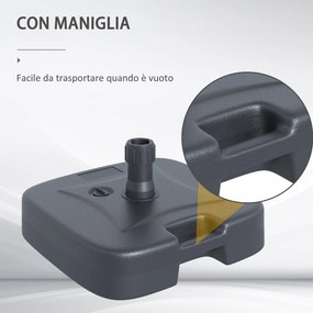 Base per Ombrellone da Giardino Ø38 Riempibile 20-30 Kg HDPE Nero 46x45x26 cm...