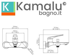 Kamalu - miscelatore vasca in acciaio inox con finitura gun metal| kam-l gun metal